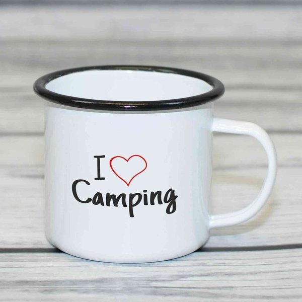 Emailletasse "I love Camping" 1