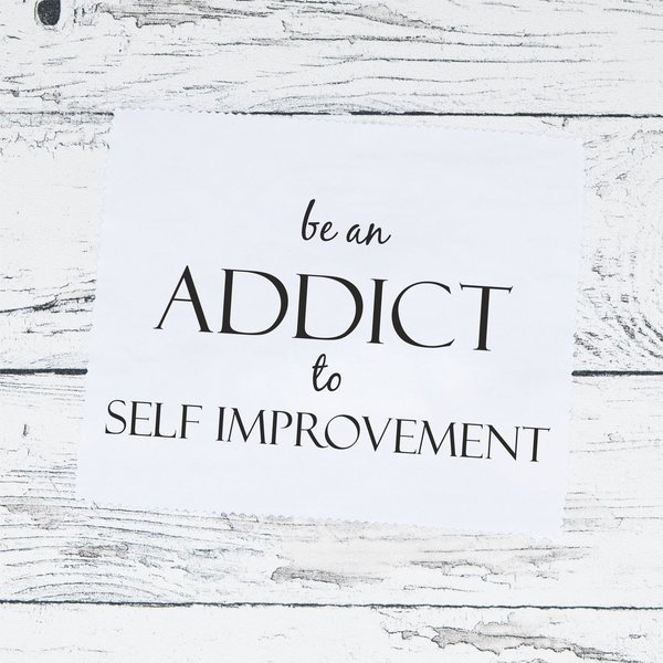 Brillenputztuch "Addict to self improvement"