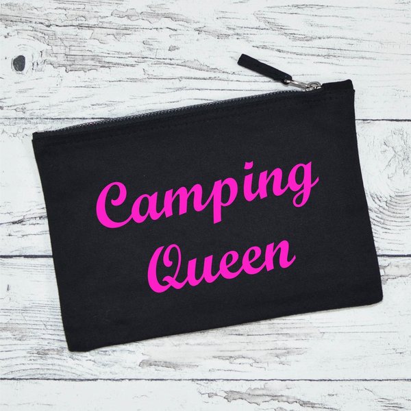 Kosmetiktasche aus Baumwolle  "Camping Queen" (pink)