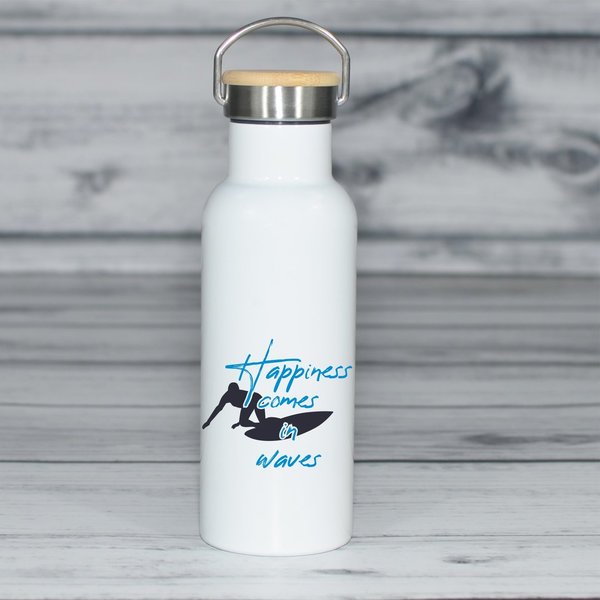 Thermosflasche "Happiness comes in waves - Surferboy"