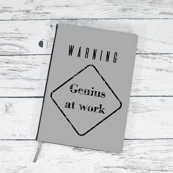 Notizbuch "Warning Genius at work"